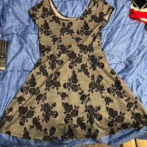 Black Floral Skull Dress